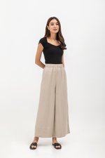 HARPER ELASTIC WAISTBAND WIDE LEG LINEN PANTS