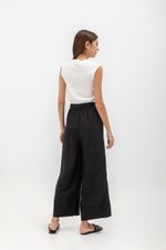 HARPER ELASTIC WAISTBAND WIDE LEG LINEN PANTS