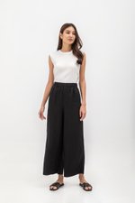 HARPER ELASTIC WAISTBAND WIDE LEG LINEN PANTS