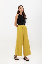 HARPER ELASTIC WAISTBAND WIDE LEG LINEN PANTS