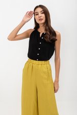 HARPER ELASTIC WAISTBAND WIDE LEG LINEN PANTS