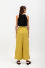 HARPER ELASTIC WAISTBAND WIDE LEG LINEN PANTS