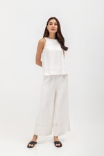 HARPER ELASTIC WAISTBAND WIDE LEG LINEN PANTS