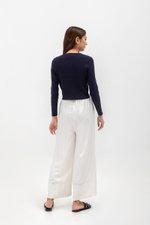 HARPER ELASTIC WAISTBAND WIDE LEG LINEN PANTS