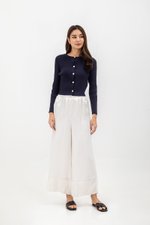 HARPER ELASTIC WAISTBAND WIDE LEG LINEN PANTS