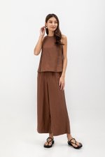 HARPER ELASTIC WAISTBAND WIDE LEG LINEN PANTS