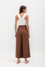 HARPER ELASTIC WAISTBAND WIDE LEG LINEN PANTS