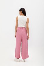 HARPER ELASTIC WAISTBAND WIDE LEG LINEN PANTS