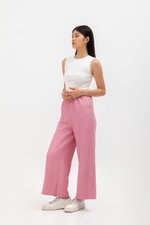 HARPER ELASTIC WAISTBAND WIDE LEG LINEN PANTS