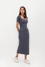 KAIRO SWEETHEART NECKLINE KNIT MIDI DRESS