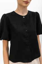 JAYNE PUFF SLEEVE BUTTONDOWN LINEN TOP