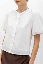 JAYNE PUFF SLEEVE BUTTONDOWN LINEN TOP