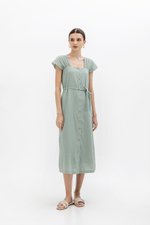 ALLERIA BUTTONDOWN MIDI DRESS W SASH