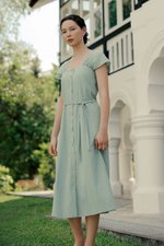 ALLERIA BUTTONDOWN MIDI DRESS W SASH