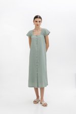 ALLERIA BUTTONDOWN MIDI DRESS W SASH