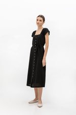 ALLERIA BUTTONDOWN MIDI DRESS W SASH