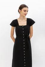 ALLERIA BUTTONDOWN MIDI DRESS W SASH