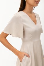 MEADOW FLUTTER SLEEVE V NECK MINI DRESS