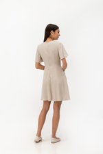 MEADOW FLUTTER SLEEVE V NECK MINI DRESS