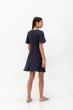 MEADOW FLUTTER SLEEVE V NECK MINI DRESS