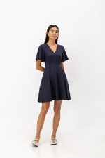 MEADOW FLUTTER SLEEVE V NECK MINI DRESS