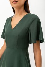 MEADOW FLUTTER SLEEVE V NECK MINI DRESS