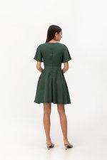 MEADOW FLUTTER SLEEVE V NECK MINI DRESS