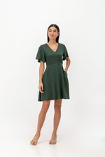MEADOW FLUTTER SLEEVE V NECK MINI DRESS
