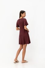 MEADOW FLUTTER SLEEVE V NECK MINI DRESS