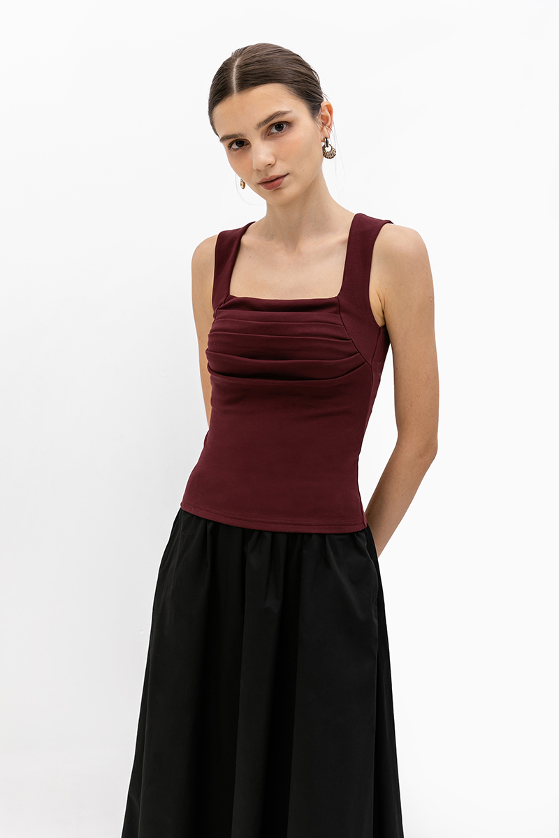 ALYNN RUCHED PADDED TANK TOP