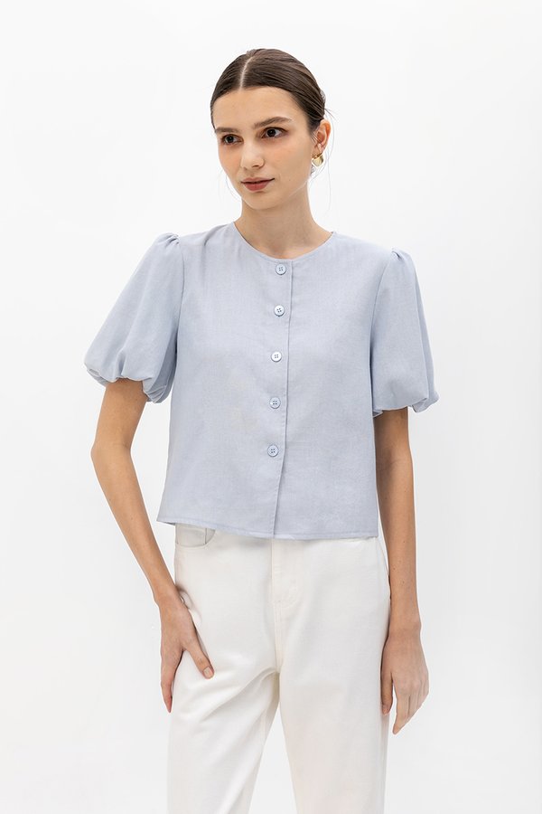 JAYNE PUFF SLEEVE BUTTONDOWN LINEN TOP JAYNE PUFF SLEEVE BUTTONDOWN LINEN TOP