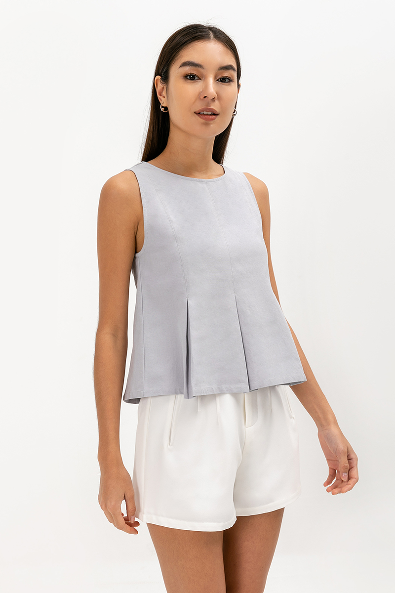 SYLPHY PLEATED LINEN TOP