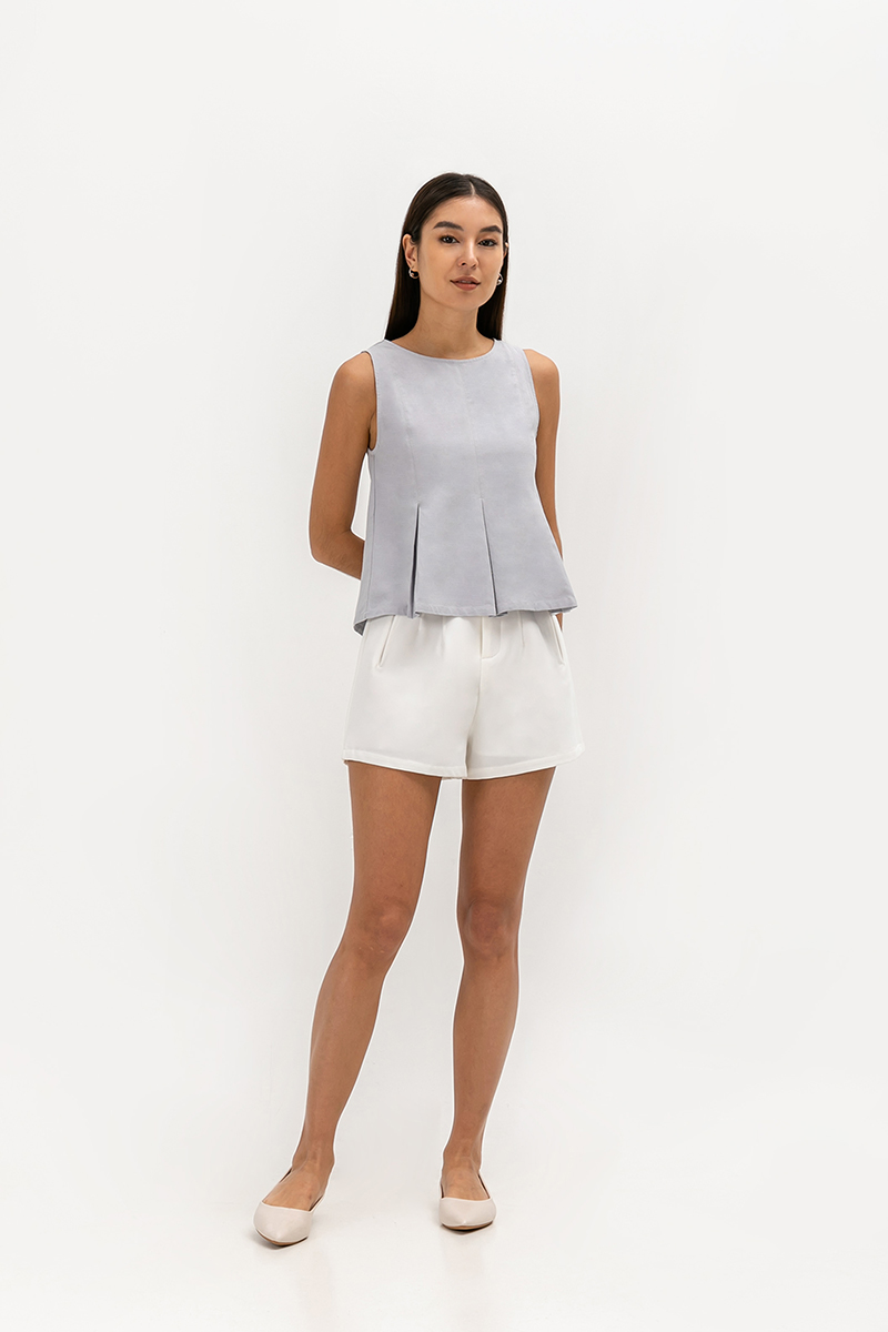 SYLPHY PLEATED LINEN TOP