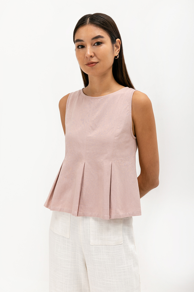 SYLPHY PLEATED LINEN TOP