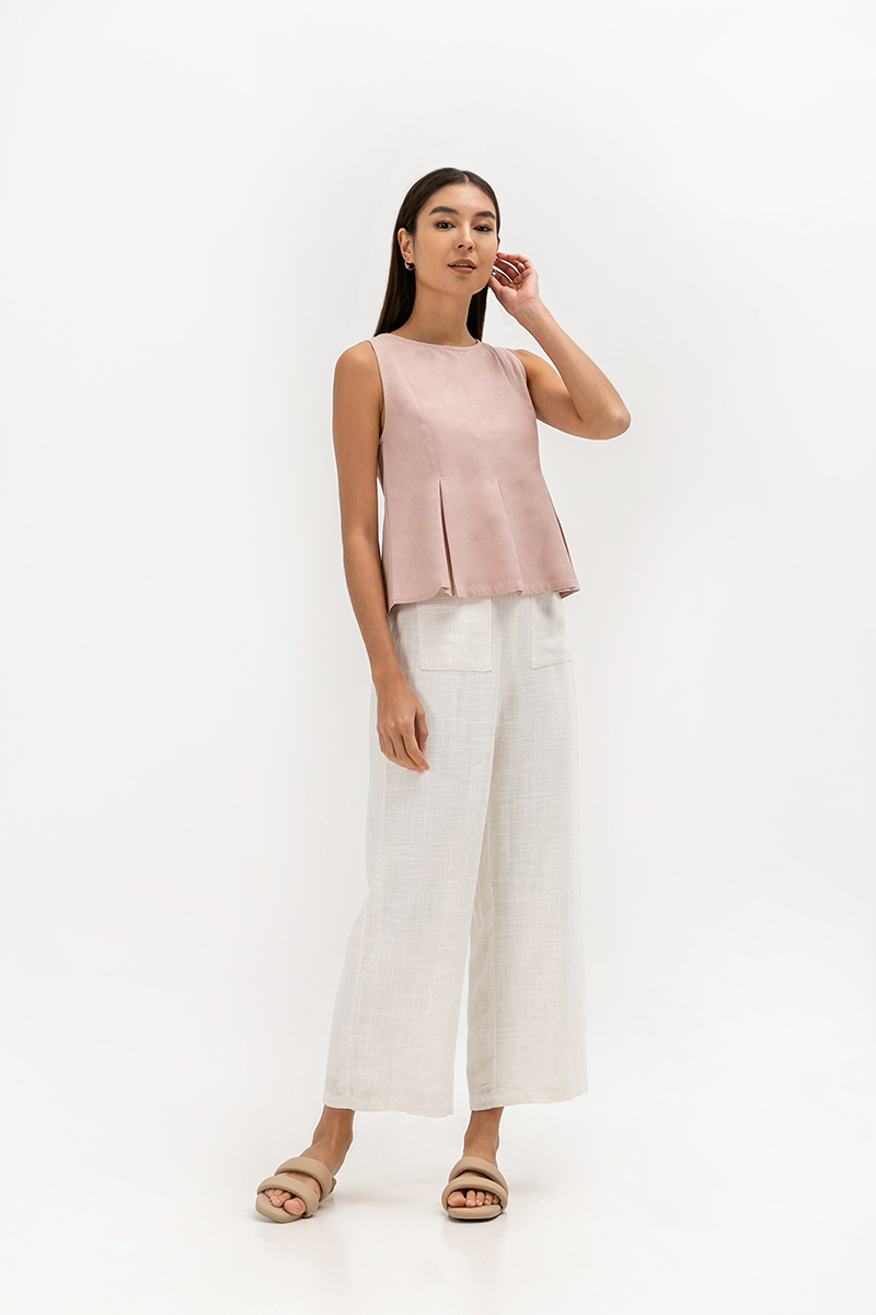 SYLPHY PLEATED LINEN TOP