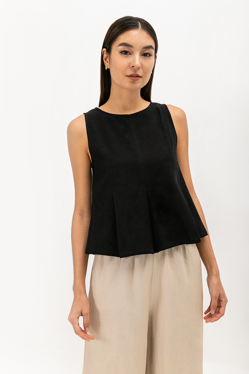 SYLPHY PLEATED LINEN TOP