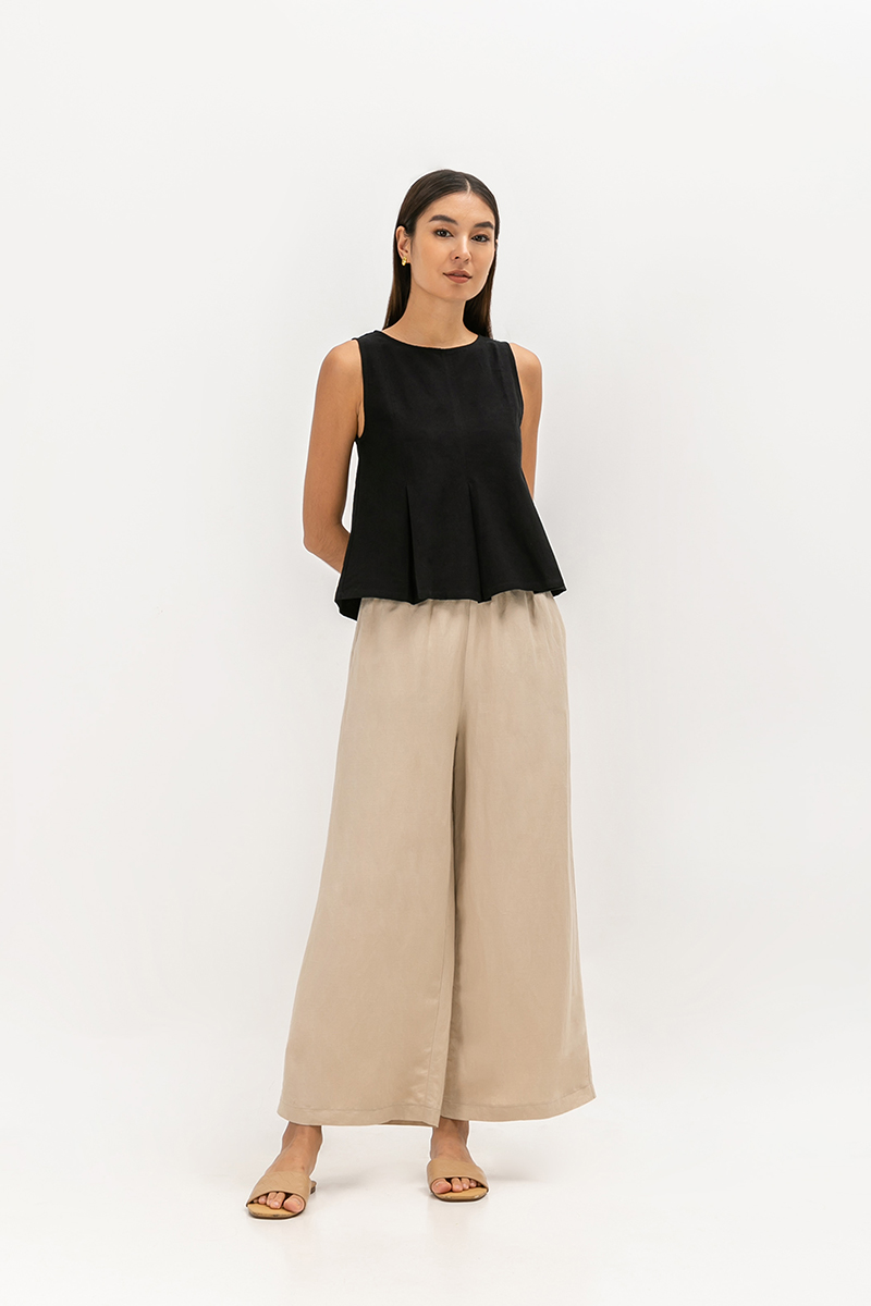 SYLPHY PLEATED LINEN TOP