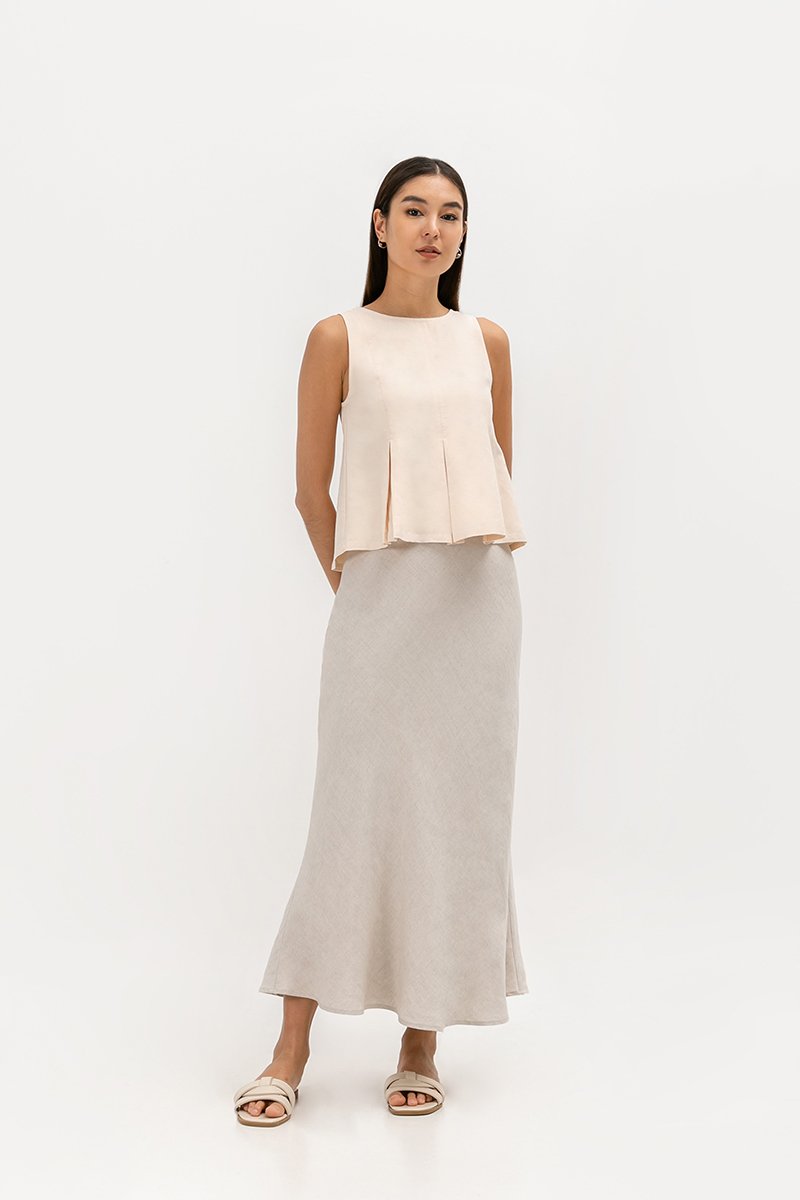 SYLPHY PLEATED LINEN TOP