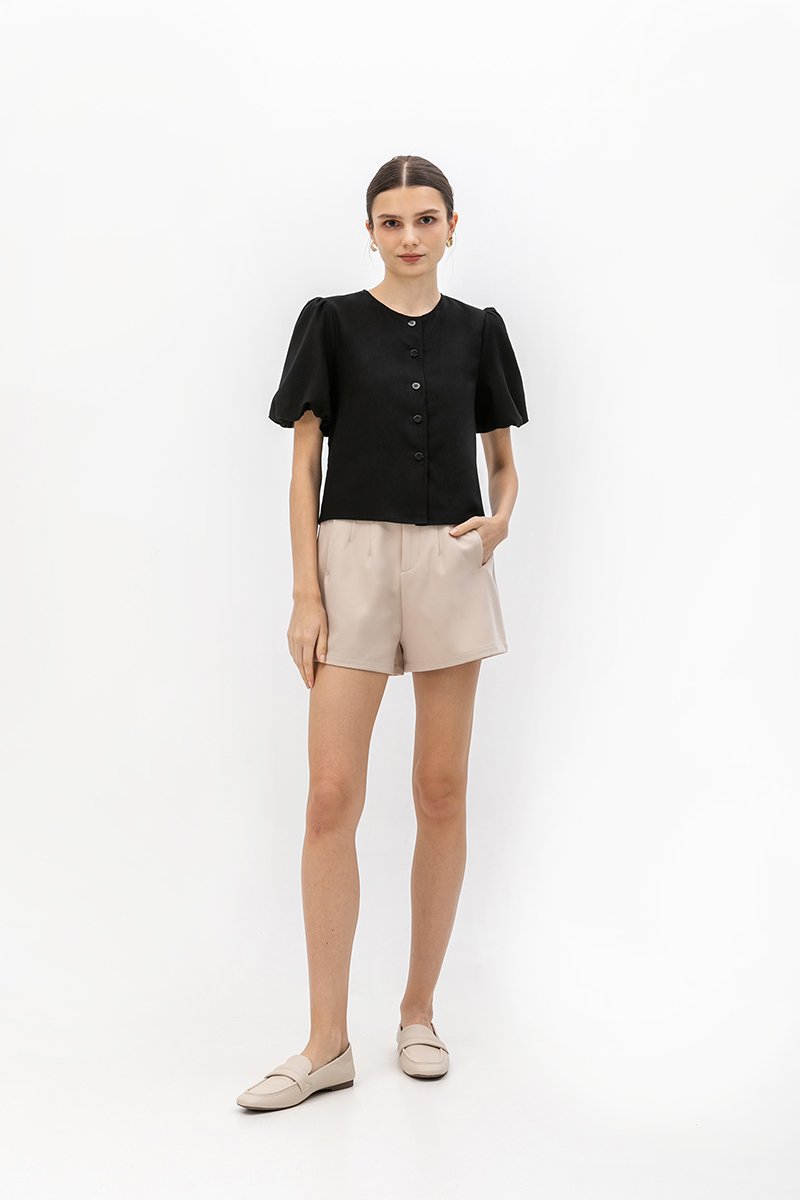 JAYNE PUFF SLEEVE BUTTONDOWN LINEN TOP