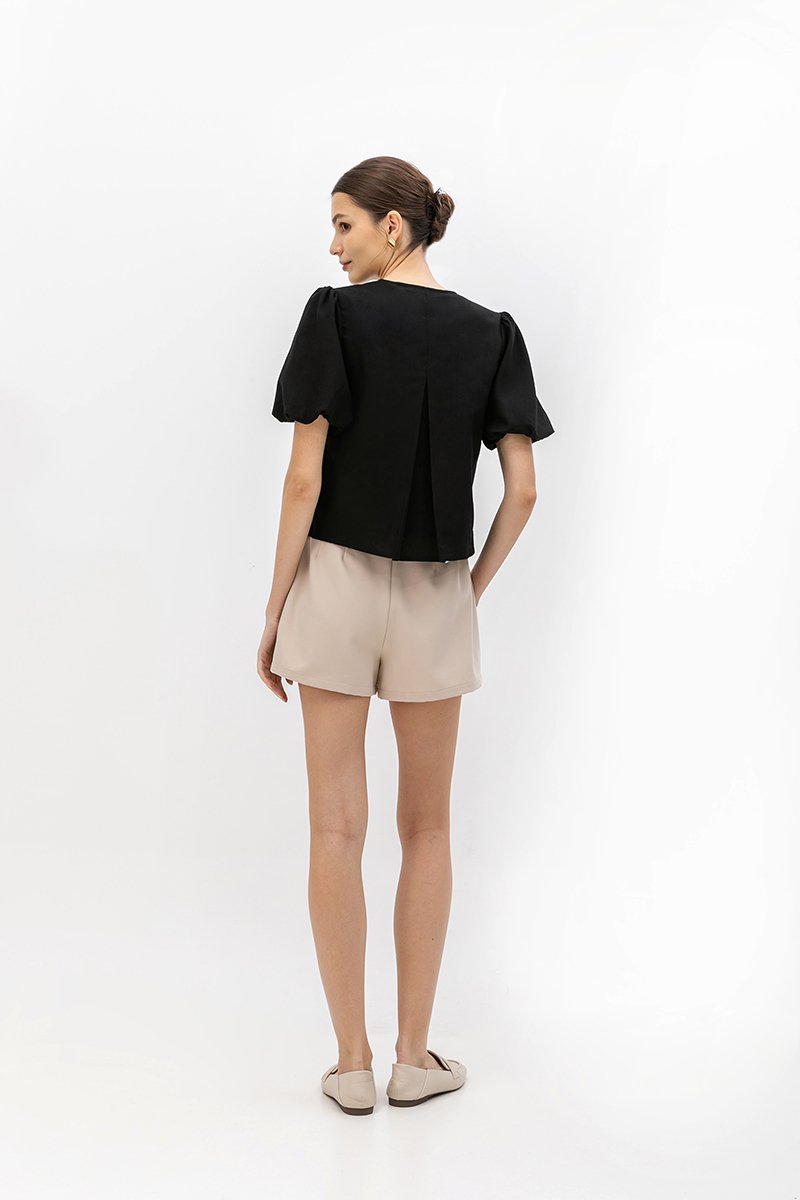 JAYNE PUFF SLEEVE BUTTONDOWN LINEN TOP