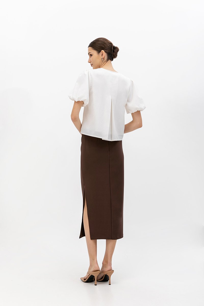 JAYNE PUFF SLEEVE BUTTONDOWN LINEN TOP