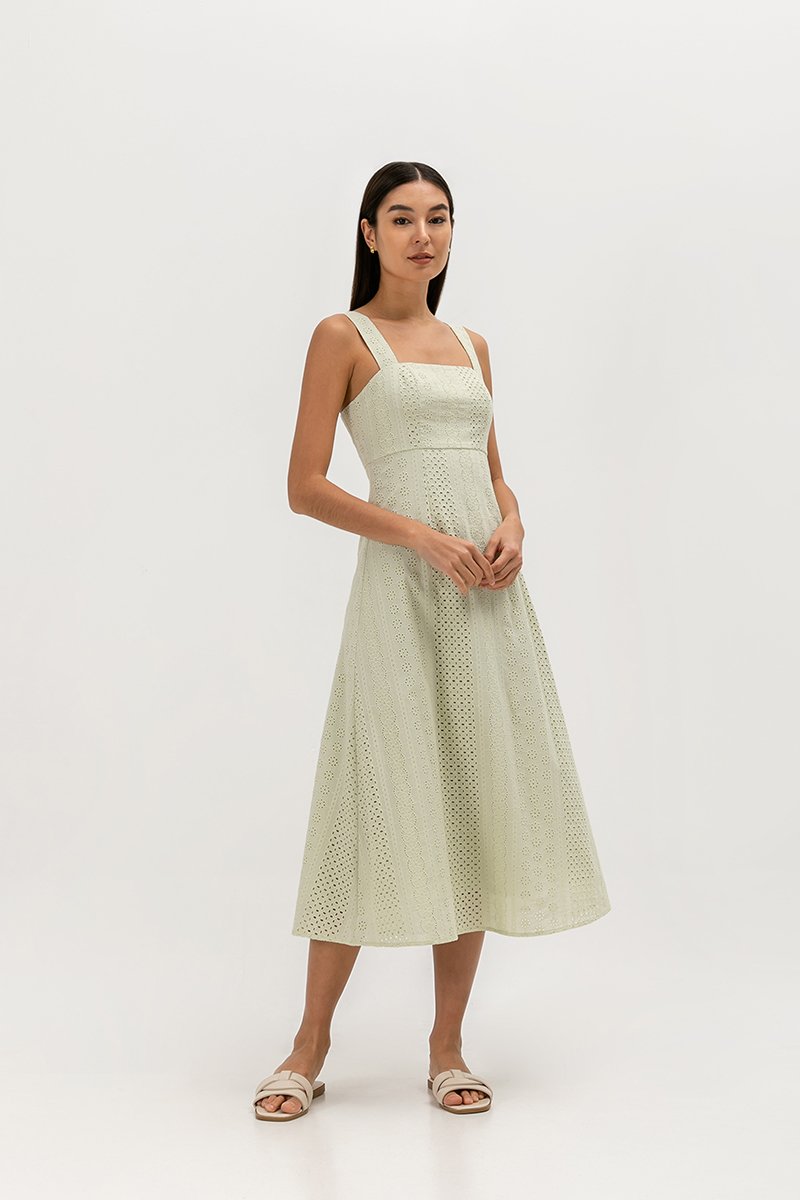 CELYNN EYELET FLARE DRESS