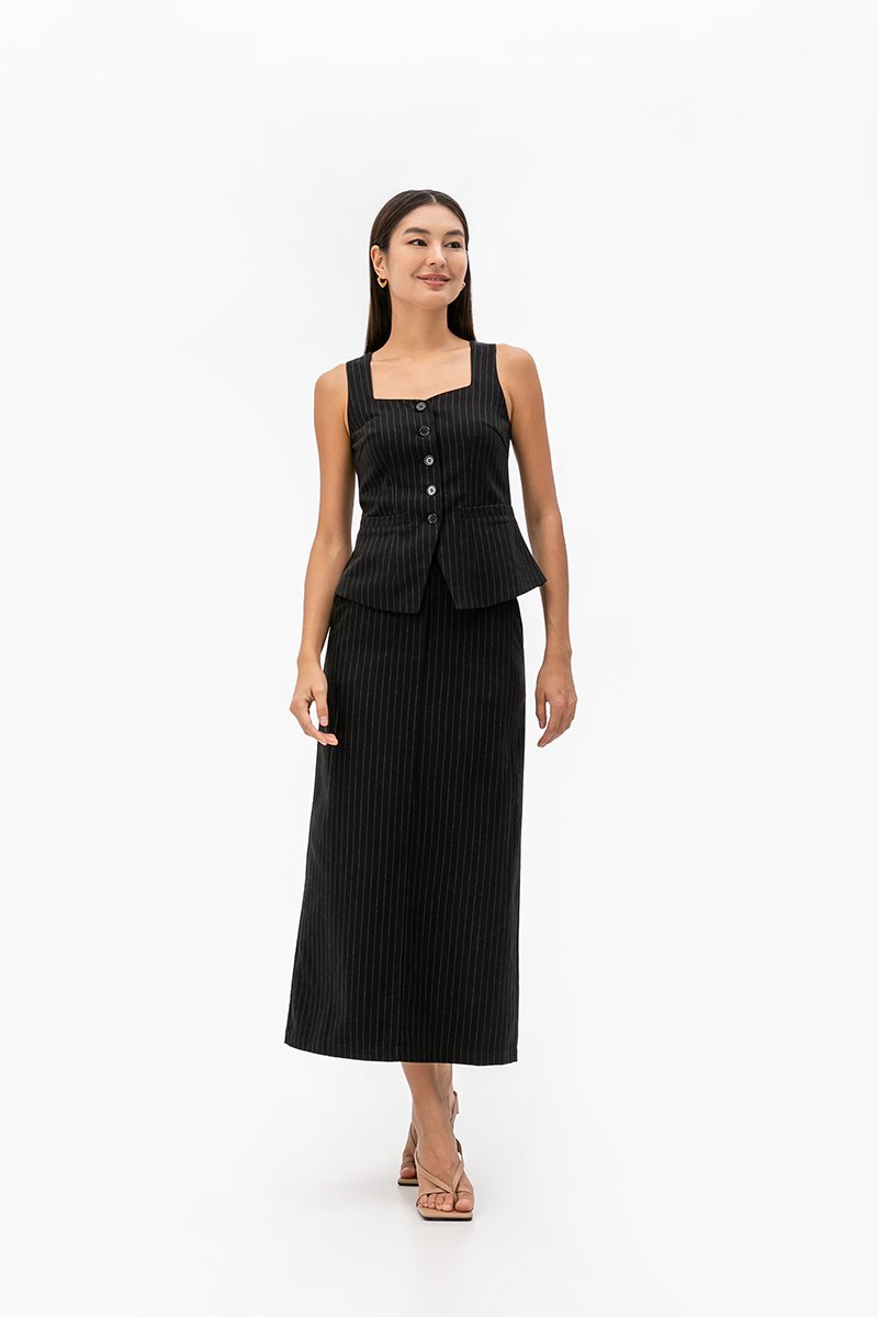 MARGOT PIN STRIPE PENCIL SKIRT