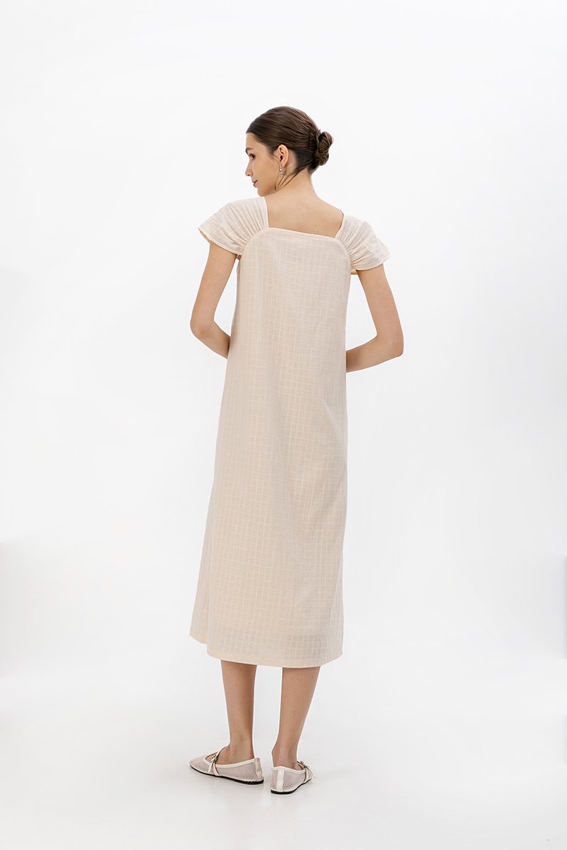 ALLERIA BUTTONDOWN MIDI DRESS W SASH