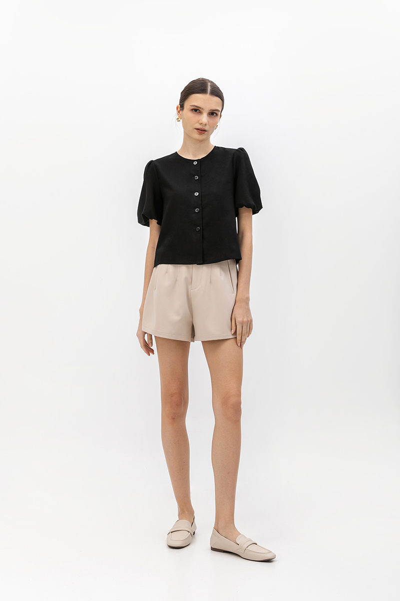 JAYNE PUFF SLEEVE BUTTONDOWN LINEN TOP