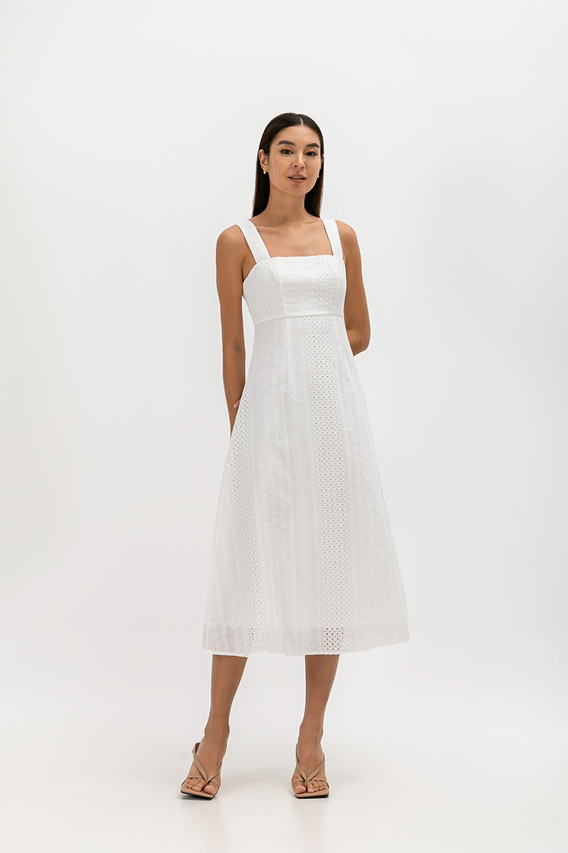 CELYNN EYELET FLARE DRESS