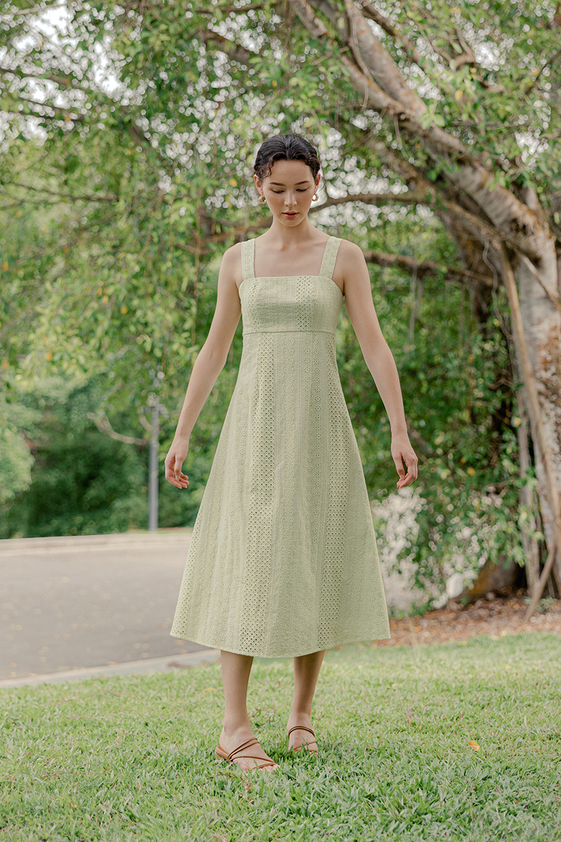 CELYNN EYELET FLARE DRESS