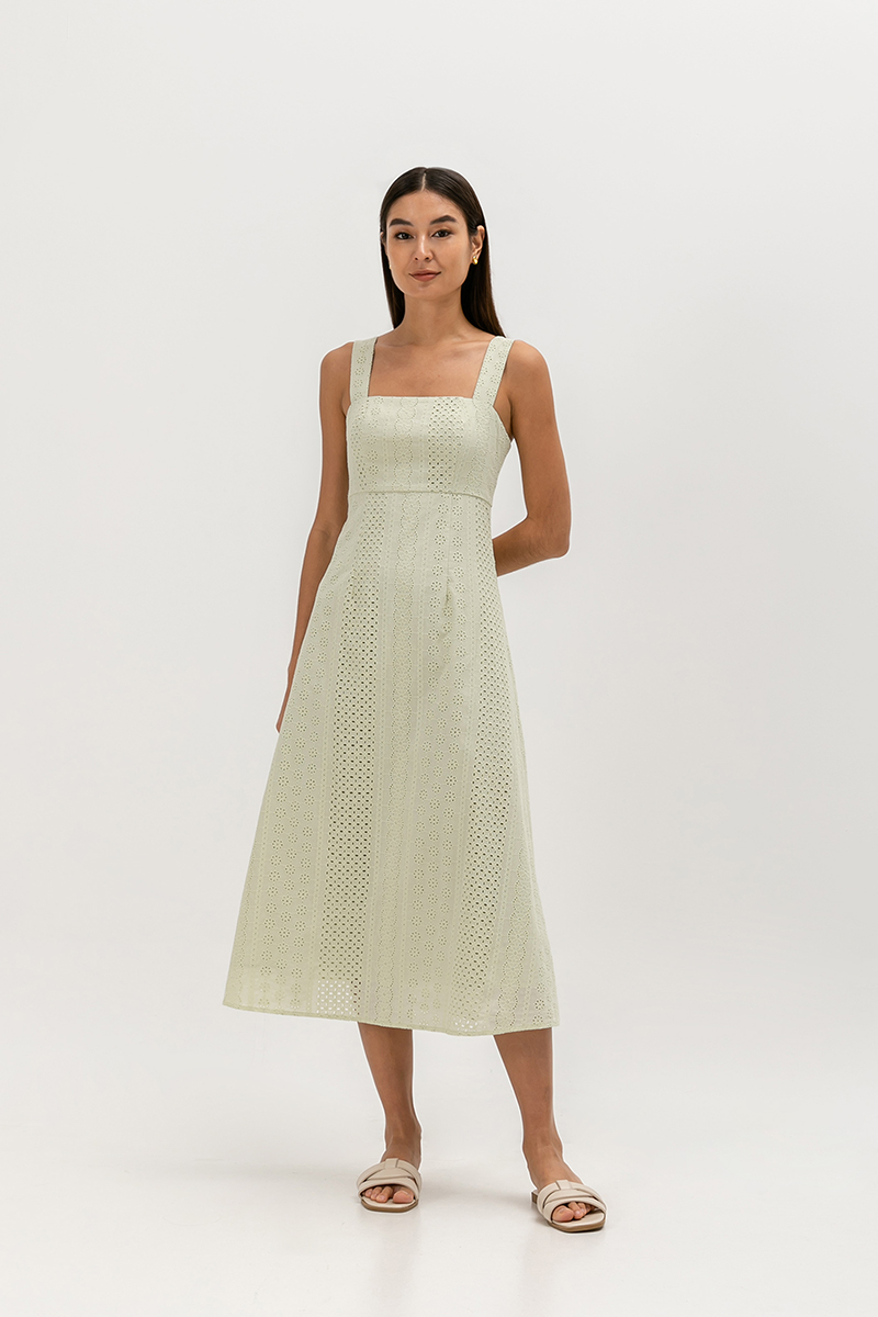 CELYNN EYELET FLARE DRESS