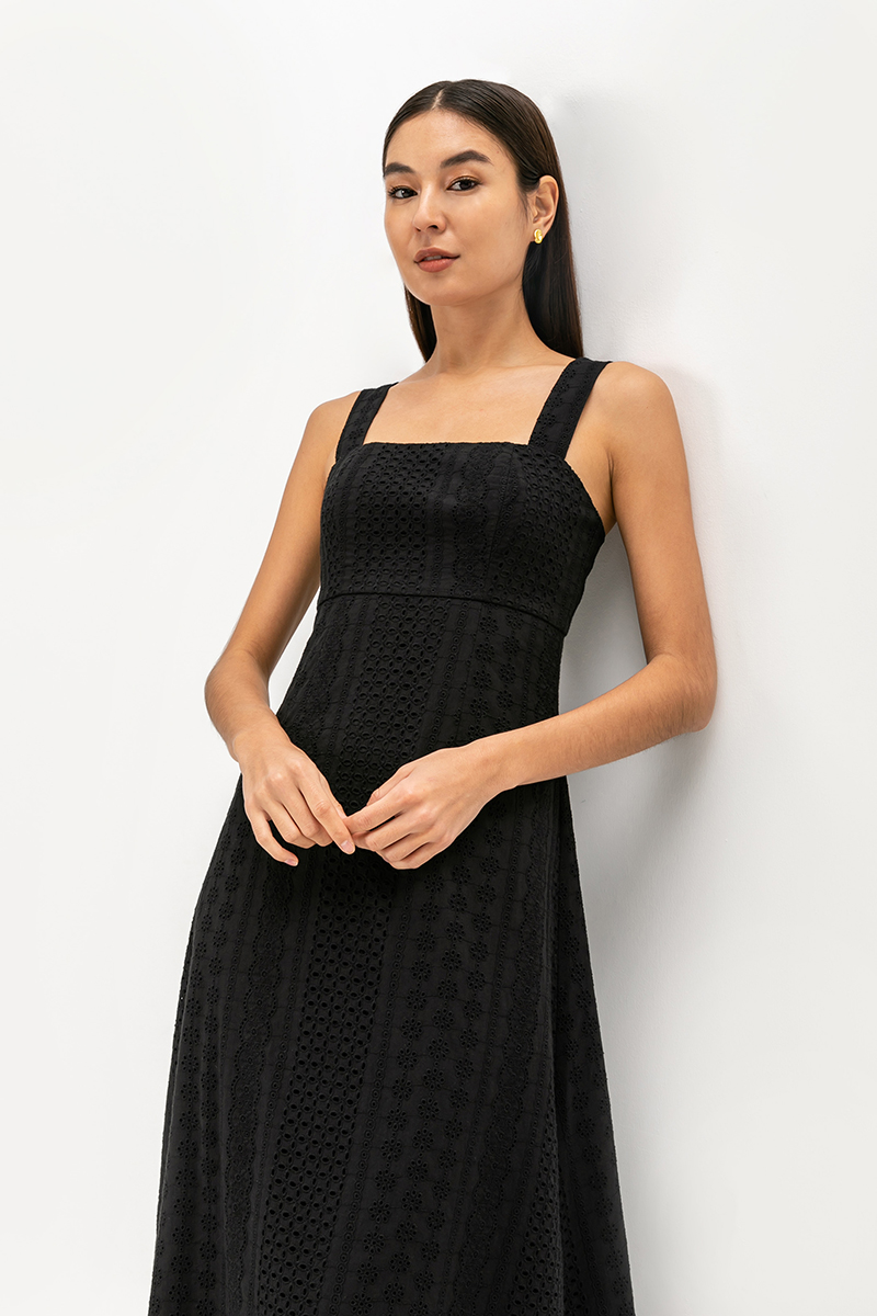 CELYNN EYELET FLARE DRESS