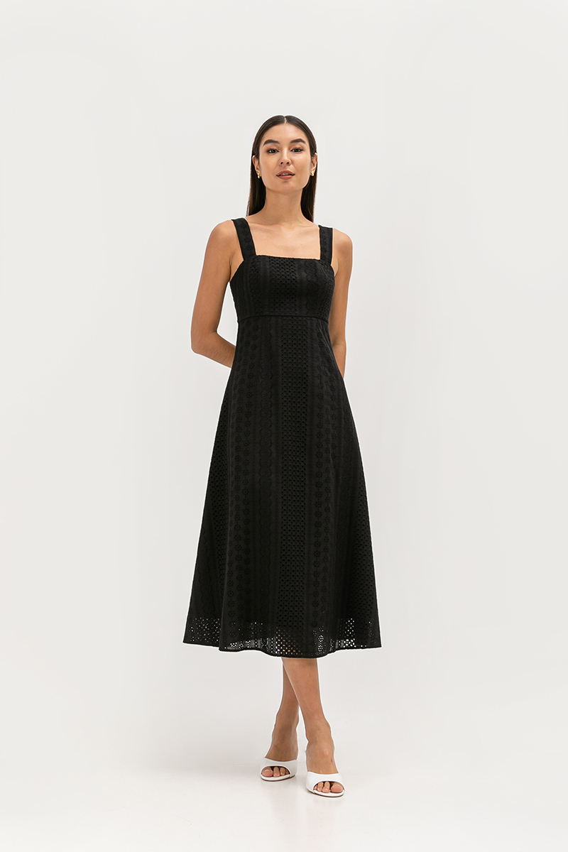 CELYNN EYELET FLARE DRESS